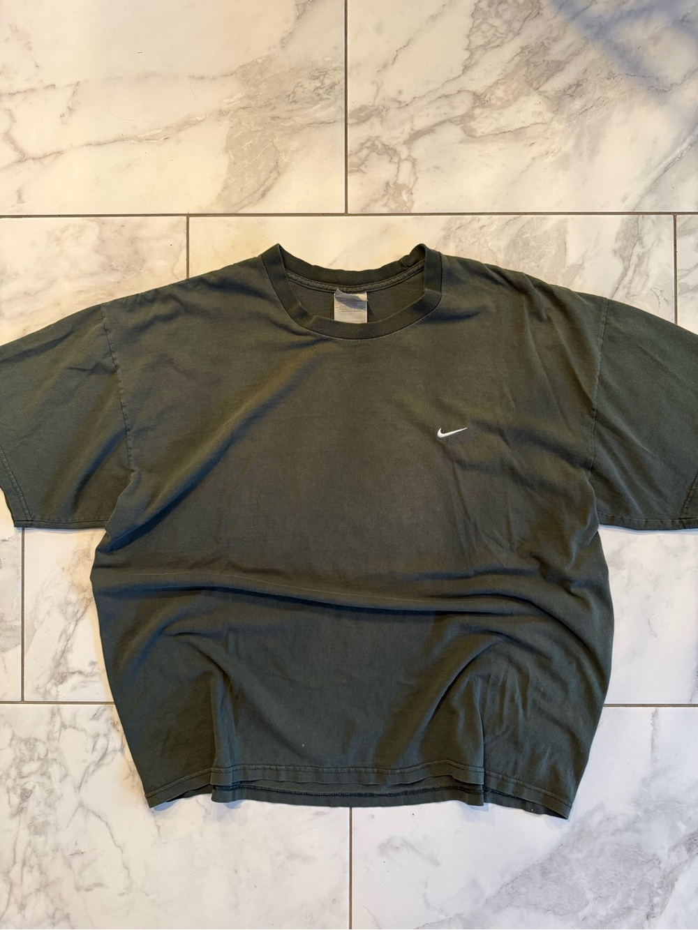 Vintage Nike Forest Green 90s y2k Oversized Boxy Small Swoosh Mini Check Shirt